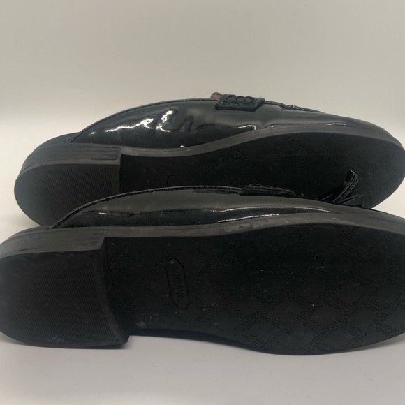Vionic Reagan Black Patent Leather Tassel Loafers Slip On Mules - Picture 3 of 11